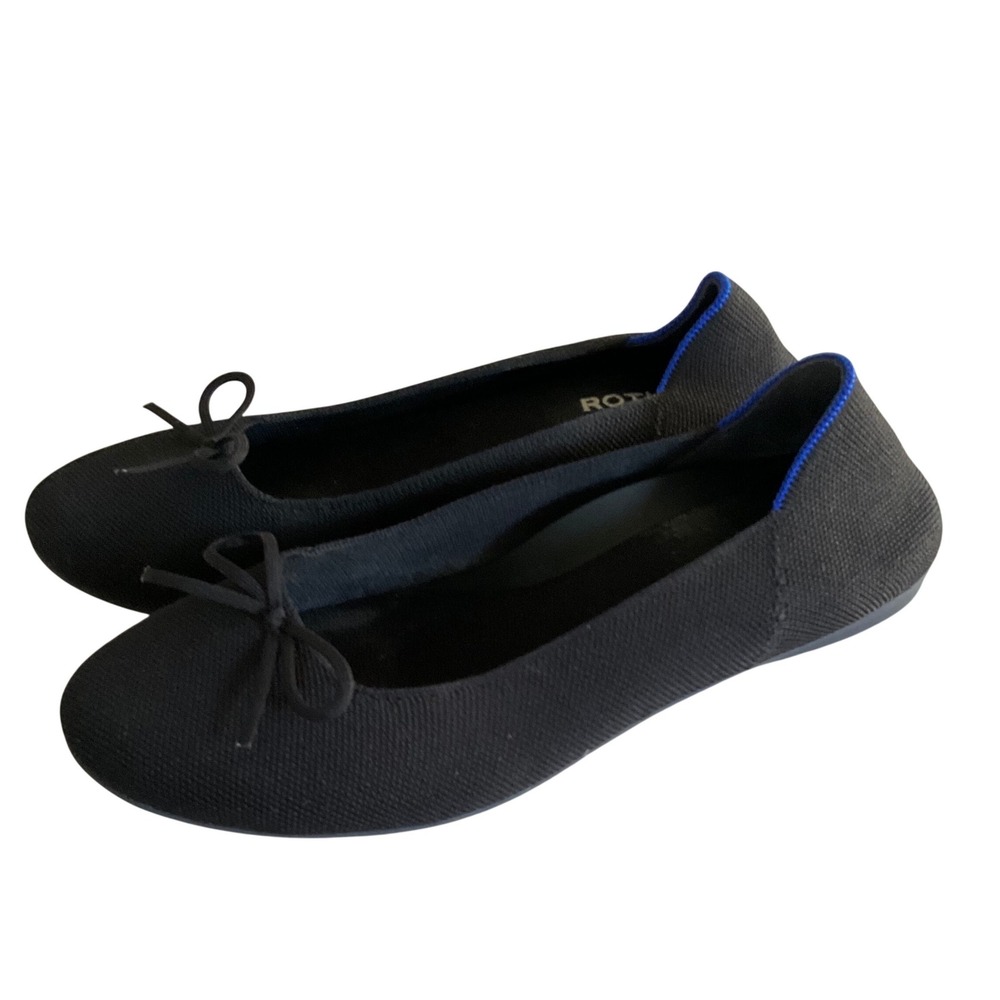 Rothy's Ballet Flat Women 10.5 Black Bow Detail Sustainable Washable Shoes